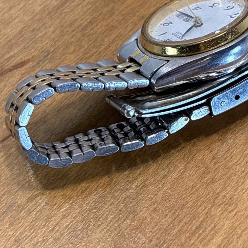 Vintage 1990 Women's Seiko Dress Watch 7N83-0011 Two Toned Working New Battery - Picture 14 of 17